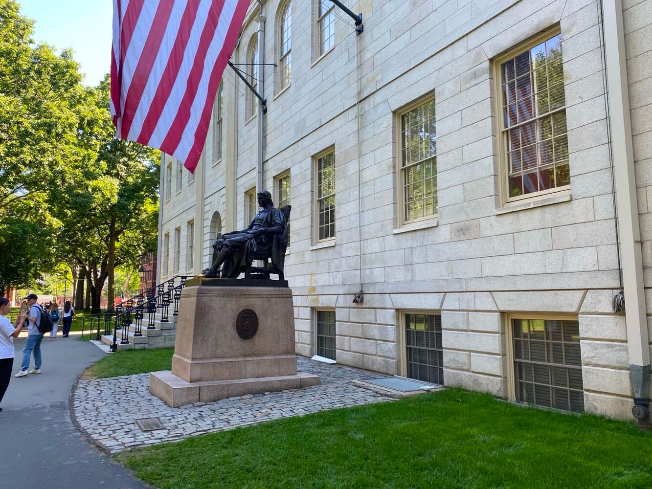 The John Harvard statue in Harvard Yard