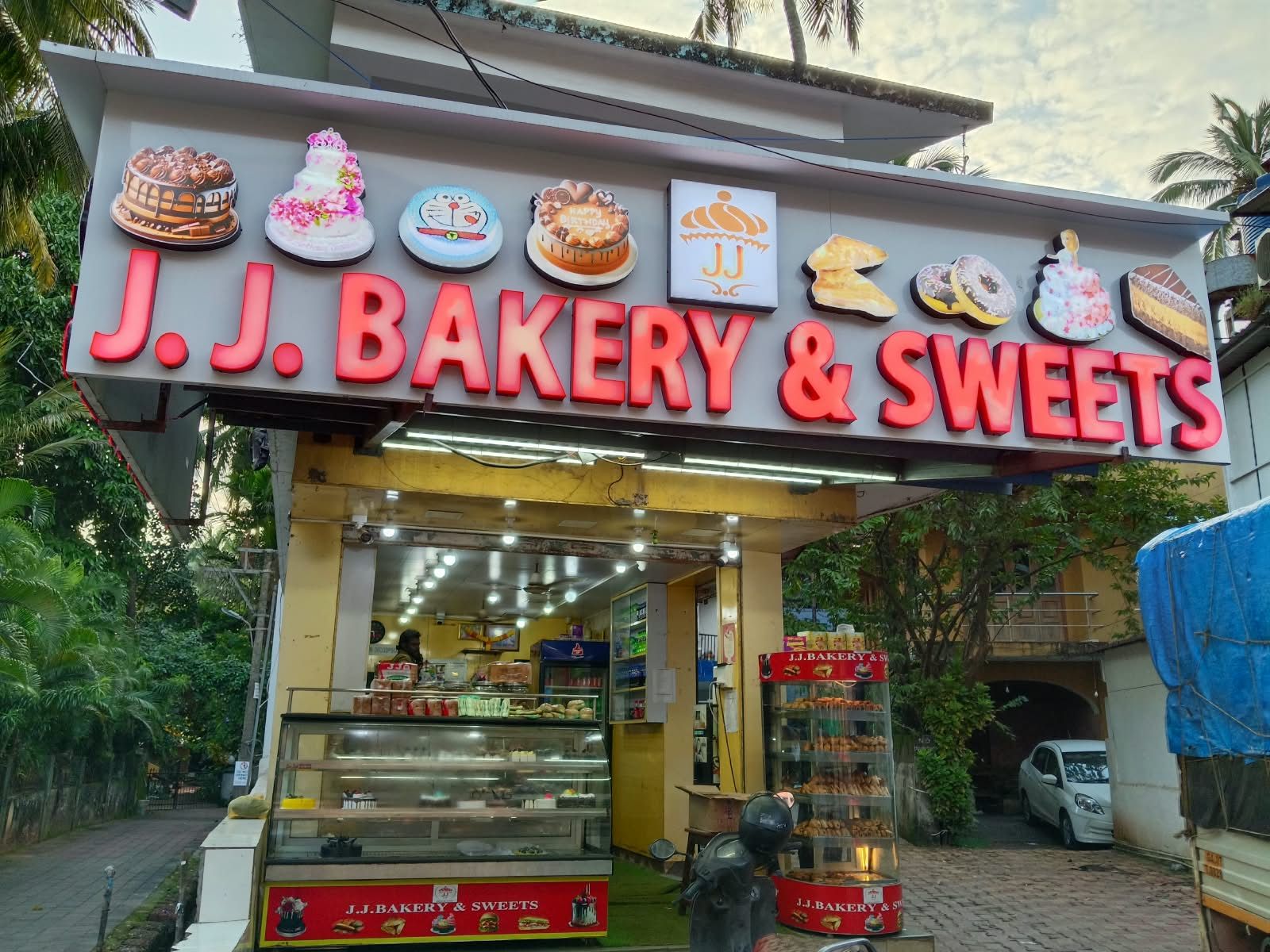 J.J. Bakery & Sweets storefront in Calangute, Goa