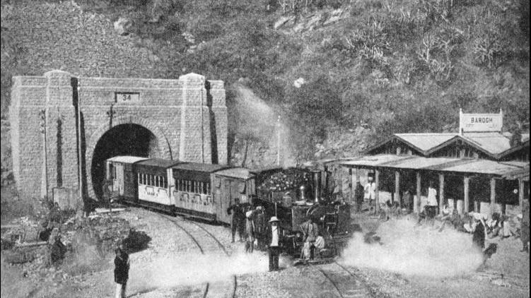 Vintage photograph of a train at Barog station