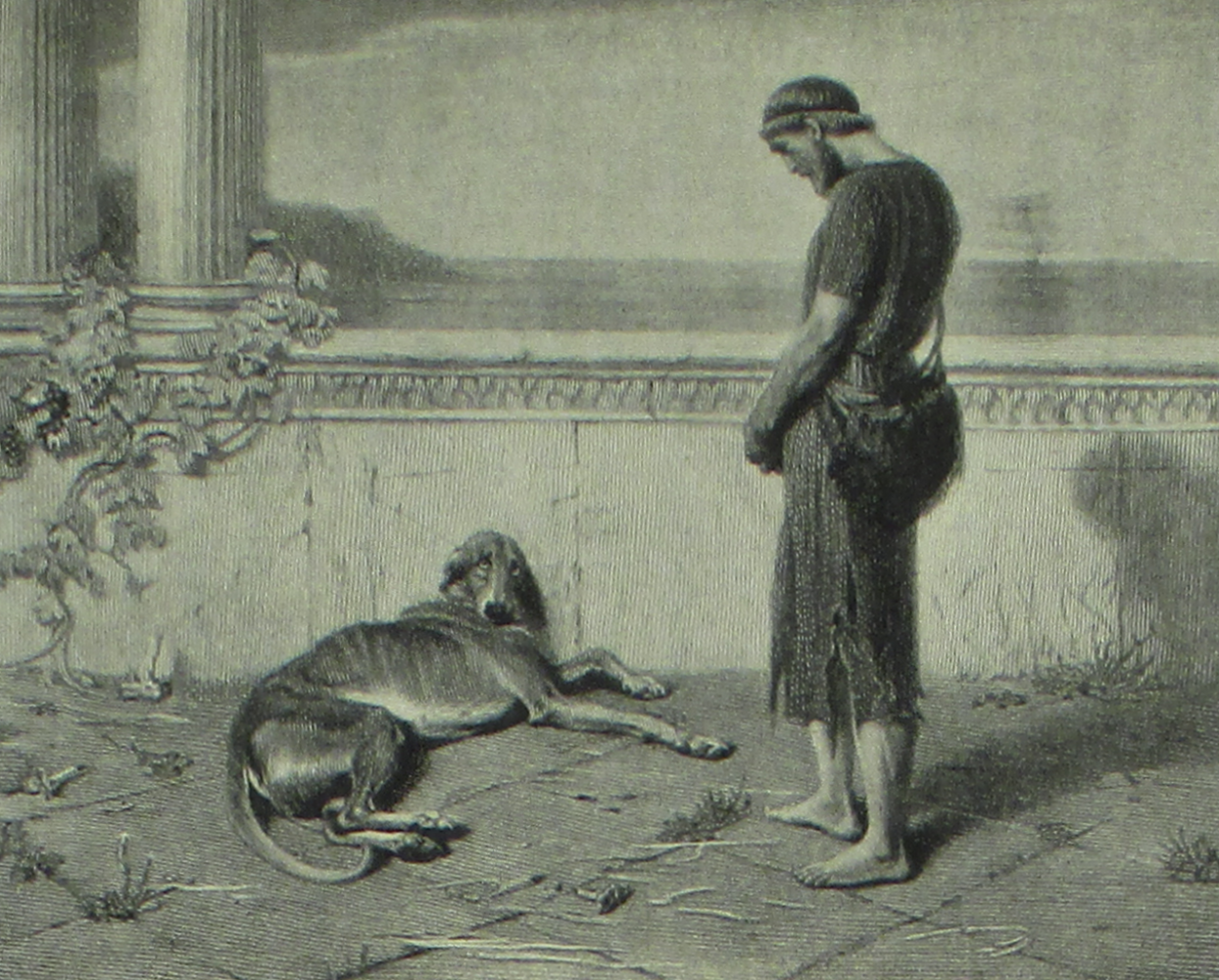 Odysseus reunited with his faithful dog Argos